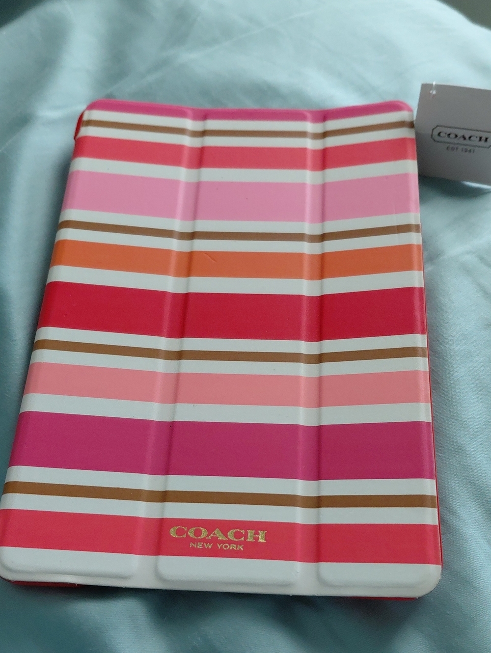 NWT 💗 Coach Peyton Mist Striped Case For An Ipad 2 Air Or 1st Gen